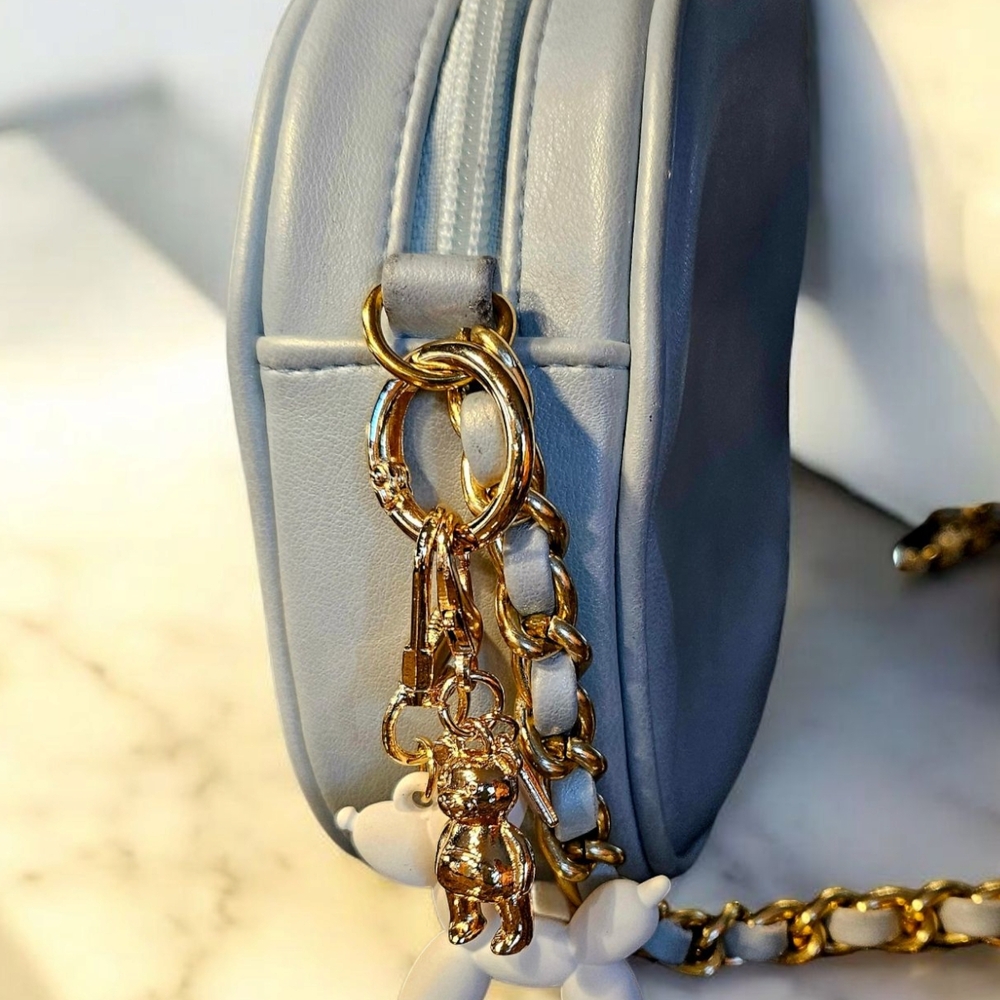 SALE!! Quilted Aqua Blue Crossbody Bag by Lord and Taylor - Picture 2 of 7